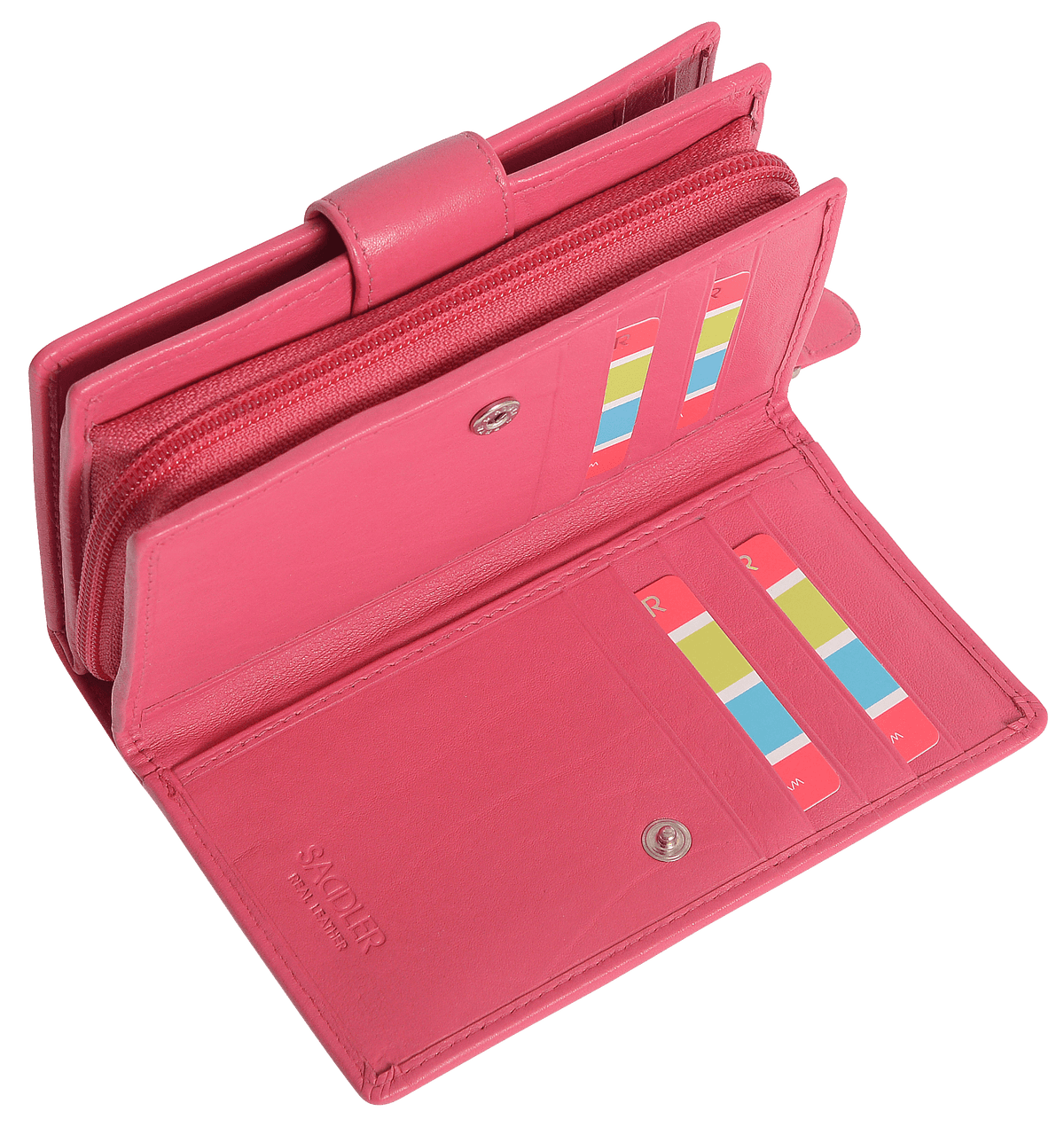 SADDLER GEORGIE Leather Double-Sided Purse - 13 Card Slots, Generous Space for Notes and Coins - RFID Protected