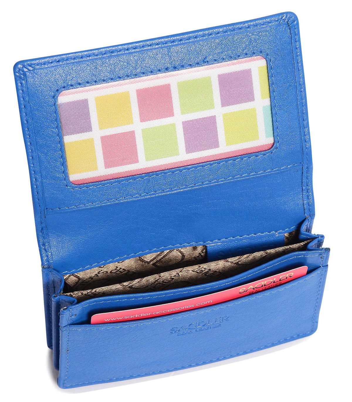 SADDLER JESSICA Leather Credit Card Holder with RFID Protection - 2 Sections and ID Window