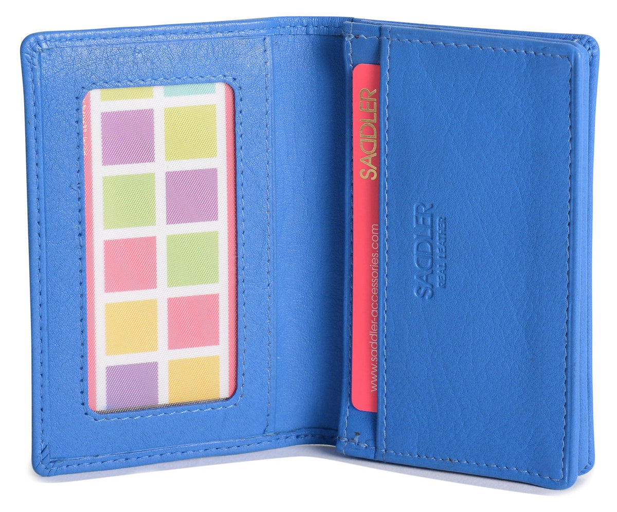SADDLER JESSICA Leather Credit Card Holder with RFID Protection - 2 Sections and ID Window