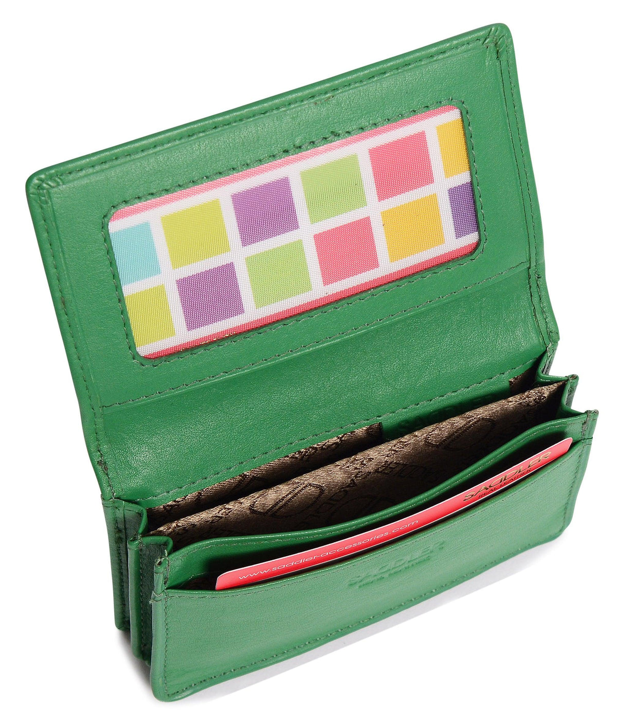 SADDLER JESSICA Leather Credit Card Holder with RFID Protection - 2 Sections and ID Window