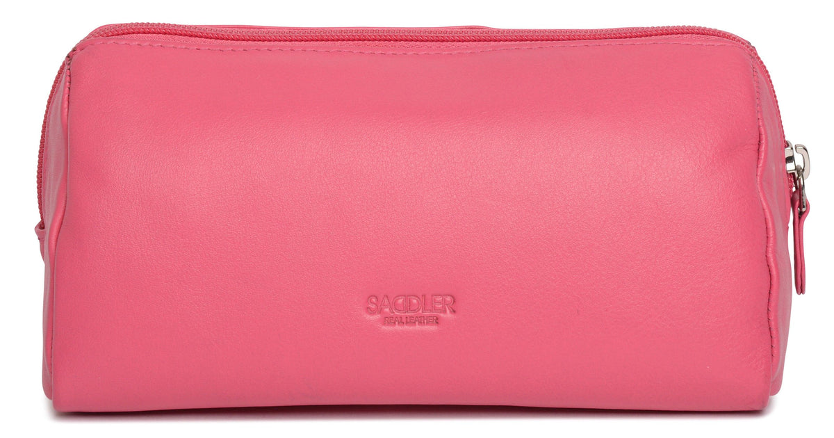 SADDLER MEGAN Leather Zip Top Cosmetic Bag - Large Capacity and Inner Zip Pocket - RFID Protected