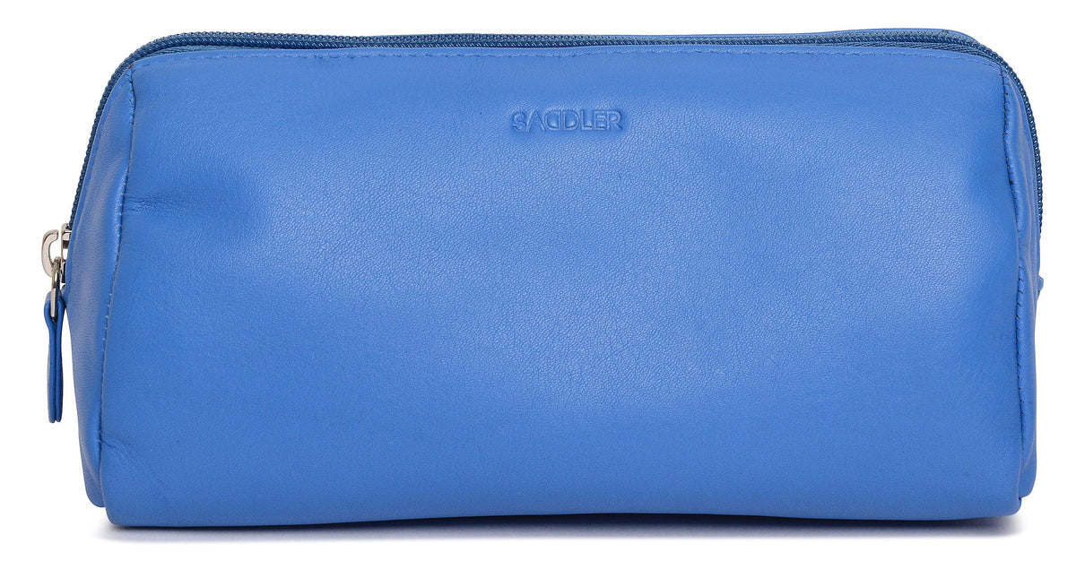SADDLER MEGAN Leather Zip Top Cosmetic Bag - Large Capacity and Inner Zip Pocket - RFID Protected