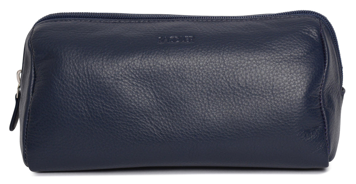 SADDLER MEGAN Leather Zip Top Cosmetic Bag - Large Capacity and Inner Zip Pocket - RFID Protected