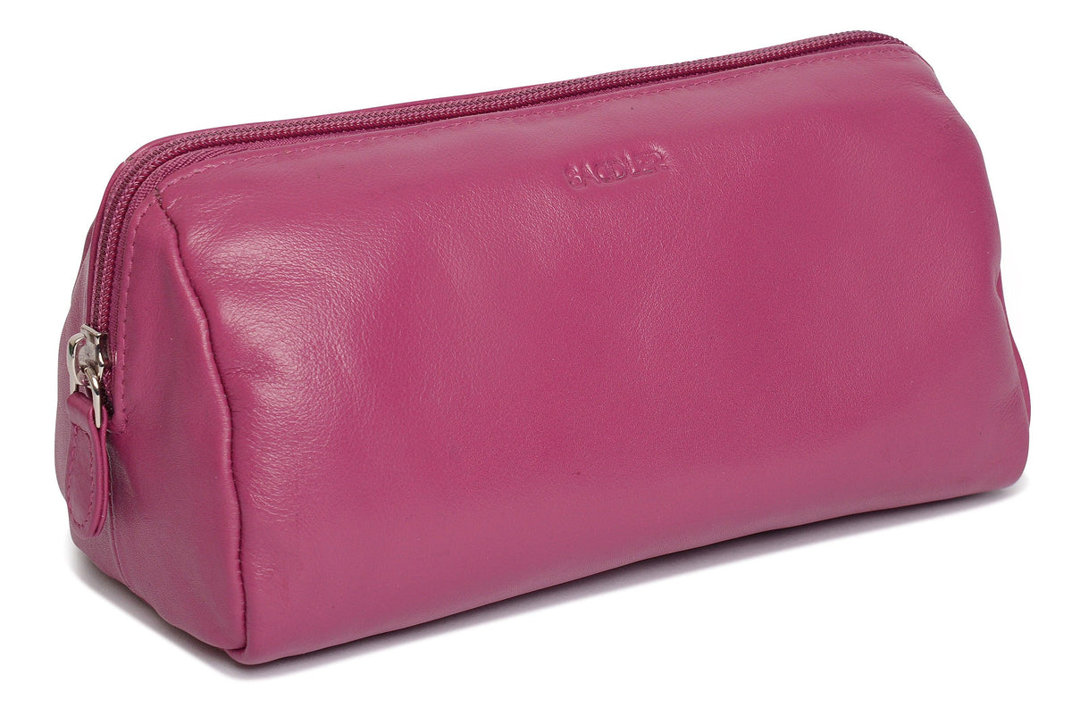SADDLER MEGAN Leather Zip Top Cosmetic Bag - Large Capacity and Inner Zip Pocket - RFID Protected