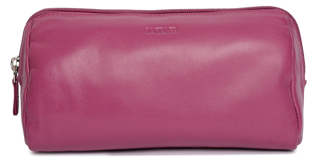 SADDLER MEGAN Leather Zip Top Cosmetic Bag - Large Capacity and Inner Zip Pocket - RFID Protected