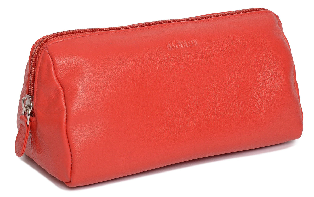 SADDLER MEGAN Leather Zip Top Cosmetic Bag - Large Capacity and Inner Zip Pocket - RFID Protected