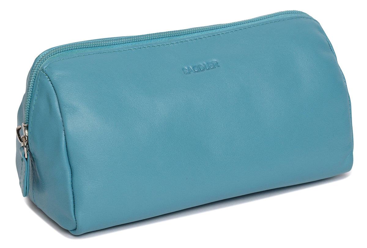 SADDLER MEGAN Leather Zip Top Cosmetic Bag - Large Capacity and Inner Zip Pocket - RFID Protected