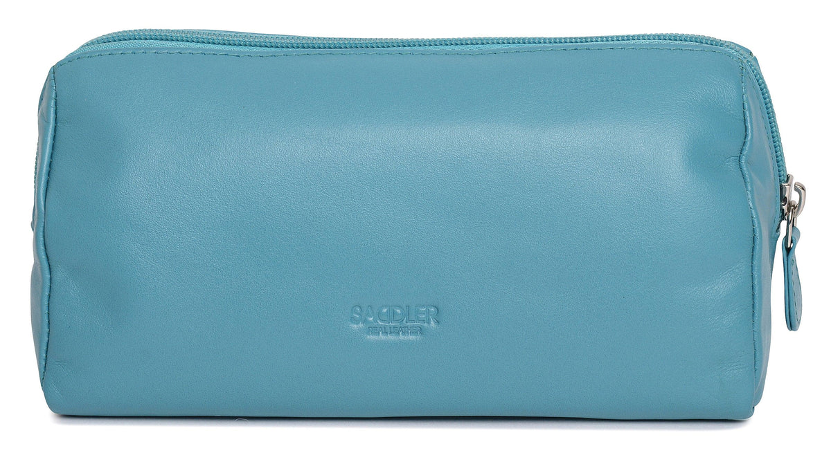 SADDLER MEGAN Leather Zip Top Cosmetic Bag - Large Capacity and Inner Zip Pocket - RFID Protected