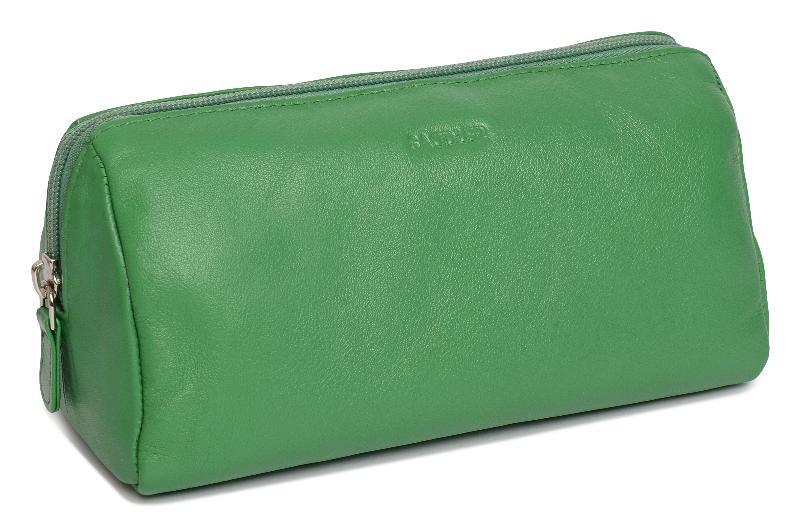 SADDLER MEGAN Leather Zip Top Cosmetic Bag - Large Capacity and Inner Zip Pocket - RFID Protected