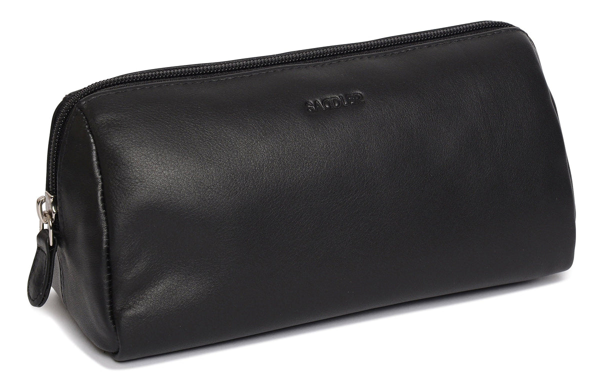 SADDLER MEGAN Leather Zip Top Cosmetic Bag - Large Capacity and Inner Zip Pocket - RFID Protected