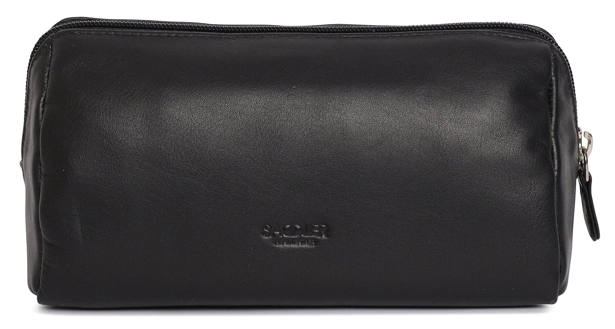 SADDLER MEGAN Leather Zip Top Cosmetic Bag - Large Capacity and Inner Zip Pocket - RFID Protected