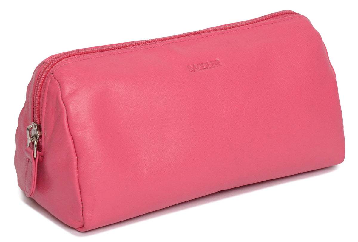 SADDLER MEGAN Leather Zip Top Cosmetic Bag - Large Capacity and Inner Zip Pocket - RFID Protected