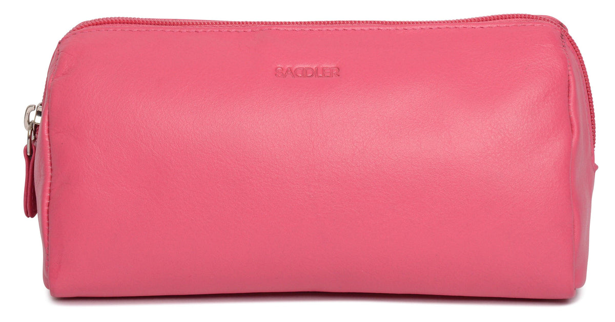 SADDLER MEGAN Leather Zip Top Cosmetic Bag - Large Capacity and Inner Zip Pocket - RFID Protected