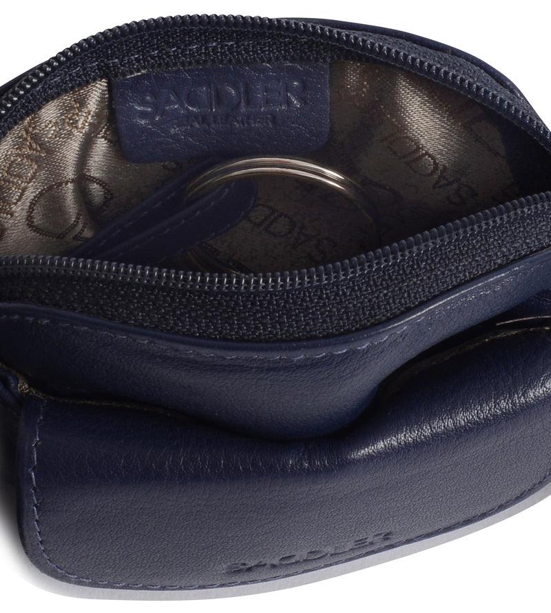 Compact Leather Zip-Top Coin Purse "Molly" – Handmade by Saddler | RFID Protected &amp; Gift Boxed | With Front Pocket &amp; Interior Key Ring