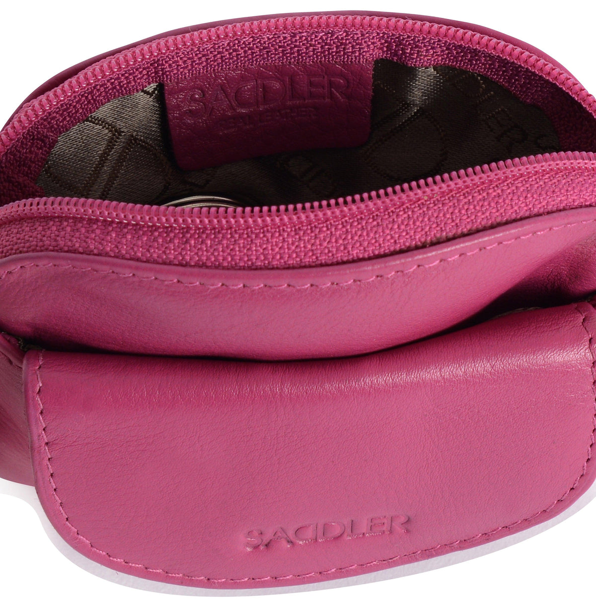 Compact Leather Zip-Top Coin Purse "Molly" – Handmade by Saddler | RFID Protected &amp; Gift Boxed | With Front Pocket &amp; Interior Key Ring