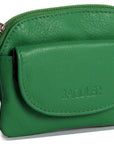 Compact Leather Zip-Top Coin Purse "Molly" – Handmade by Saddler | RFID Protected & Gift Boxed | With Front Pocket & Interior Key Ring
