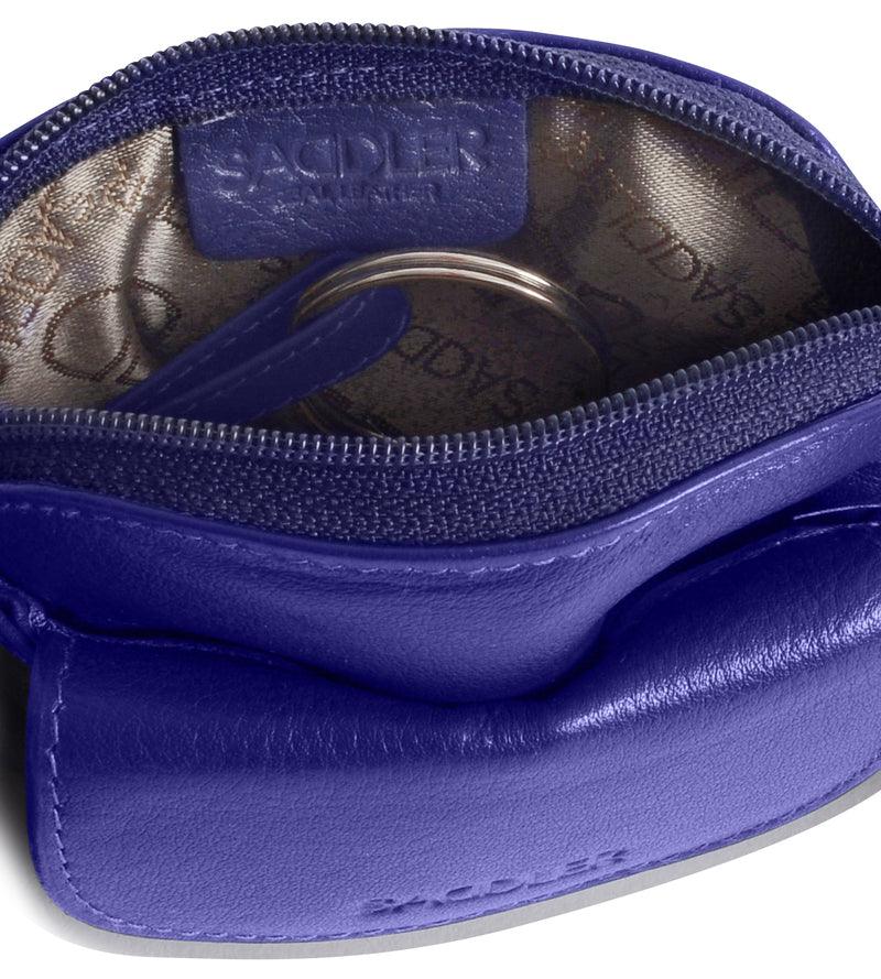 Compact Leather Zip-Top Coin Purse "Molly" – Handmade by Saddler | RFID Protected &amp; Gift Boxed | With Front Pocket &amp; Interior Key Ring
