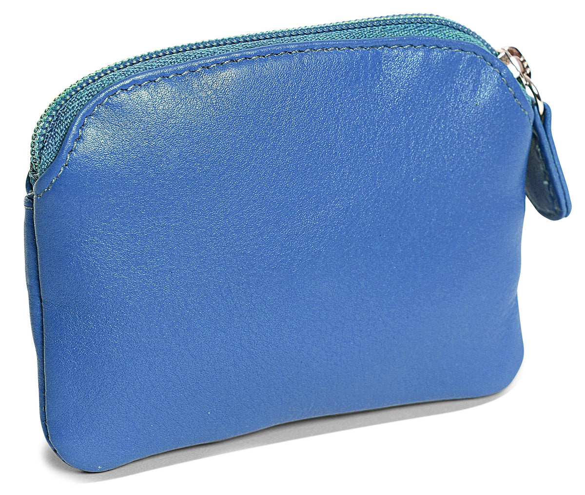 Compact Leather Zip-Top Coin Purse "Molly" – Handmade by Saddler | RFID Protected &amp; Gift Boxed | With Front Pocket &amp; Interior Key Ring