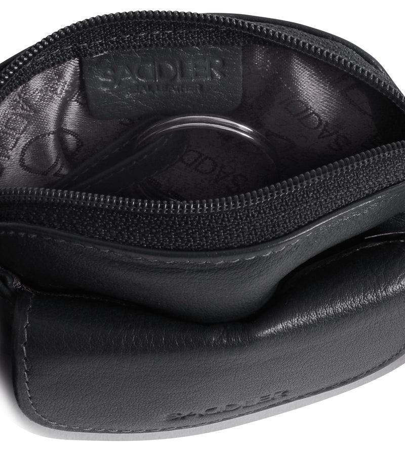 Compact Leather Zip-Top Coin Purse "Molly" – Handmade by Saddler | RFID Protected &amp; Gift Boxed | With Front Pocket &amp; Interior Key Ring