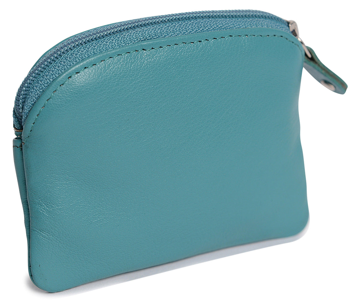 Compact Leather Zip-Top Coin Purse "Molly" – Handmade by Saddler | RFID Protected &amp; Gift Boxed | With Front Pocket &amp; Interior Key Ring