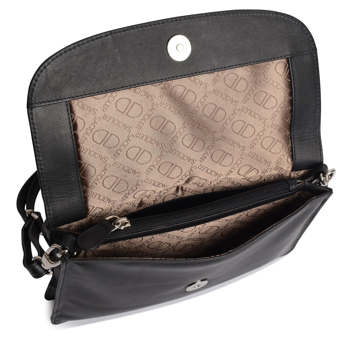 SADDLER Olivia 3-Section Leather Crossbody Bag &amp; Clutch – Compact &amp; Stylish - Gift Boxed