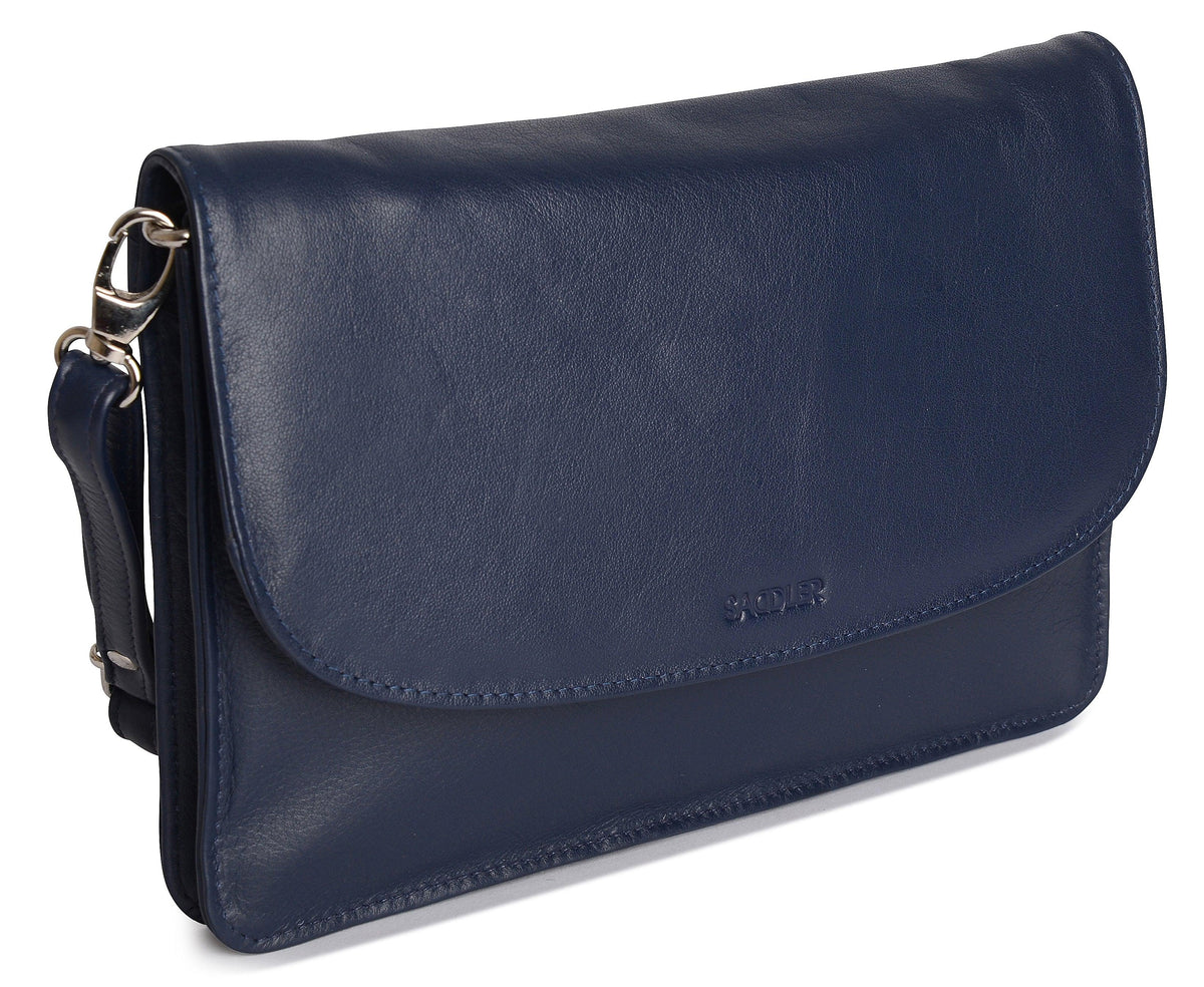 SADDLER Olivia 3-Section Leather Crossbody Bag &amp; Clutch – Compact &amp; Stylish - Gift Boxed