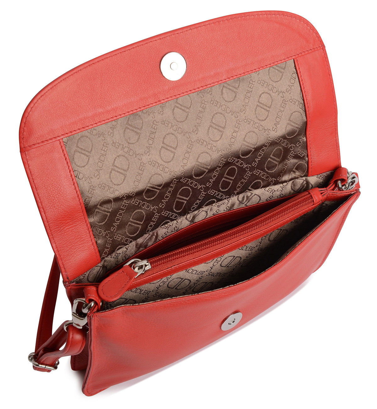 SADDLER Olivia 3-Section Leather Crossbody Bag &amp; Clutch – Compact &amp; Stylish - Gift Boxed
