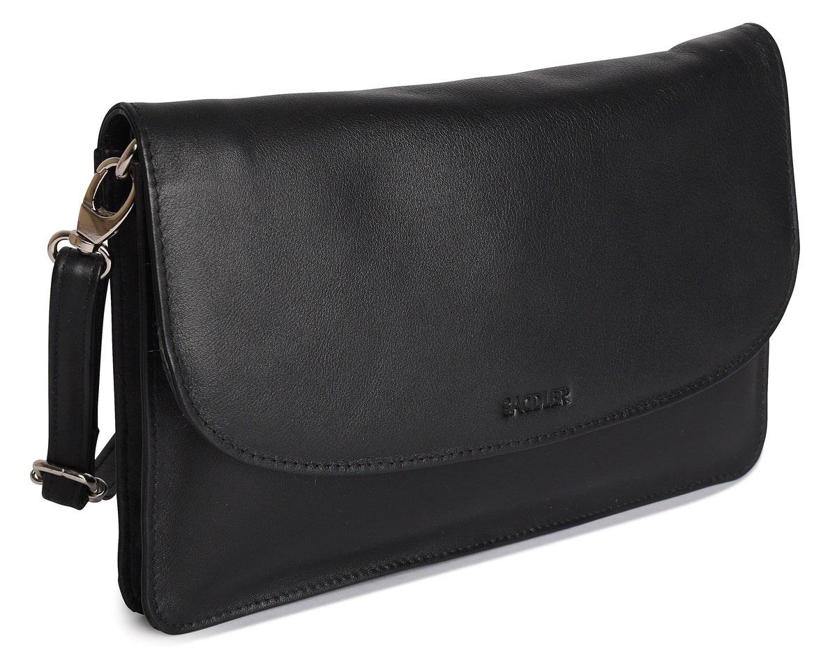 SADDLER Olivia 3-Section Leather Crossbody Bag &amp; Clutch – Compact &amp; Stylish - Gift Boxed