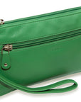 SADDLER SCARLETT Leather Zip Top Mini Clutch - Phone Holder with Detachable Wrist Strap - RFID Protected
