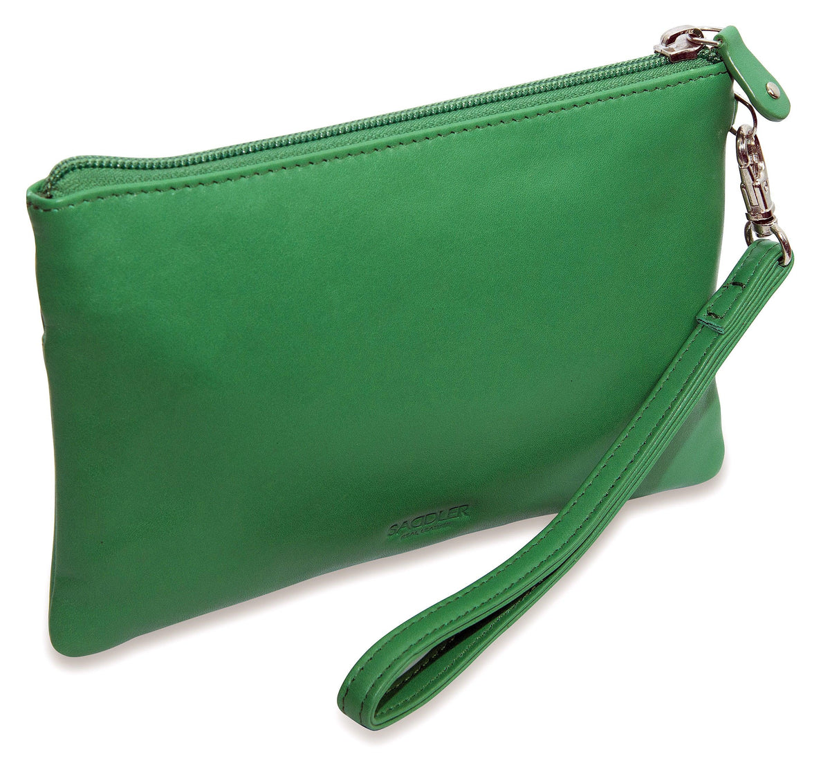 SADDLER SCARLETT Leather Zip Top Mini Clutch - Phone Holder with Detachable Wrist Strap - RFID Protected
