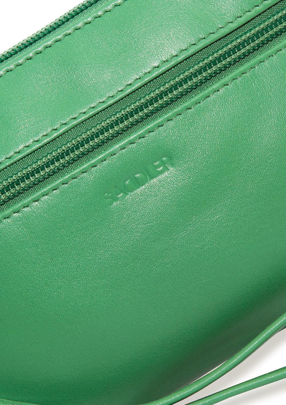 SADDLER SCARLETT Leather Zip Top Mini Clutch - Phone Holder with Detachable Wrist Strap - RFID Protected