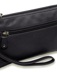 SADDLER SCARLETT Leather Zip Top Mini Clutch - Phone Holder with Detachable Wrist Strap - RFID Protected