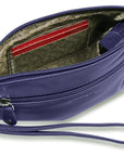 SADDLER SCARLETT Leather Zip Top Mini Clutch - Phone Holder with Detachable Wrist Strap - RFID Protected