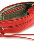SADDLER SCARLETT Leather Zip Top Mini Clutch - Phone Holder with Detachable Wrist Strap - RFID Protected