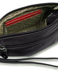 SADDLER SCARLETT Leather Zip Top Mini Clutch - Phone Holder with Detachable Wrist Strap - RFID Protected