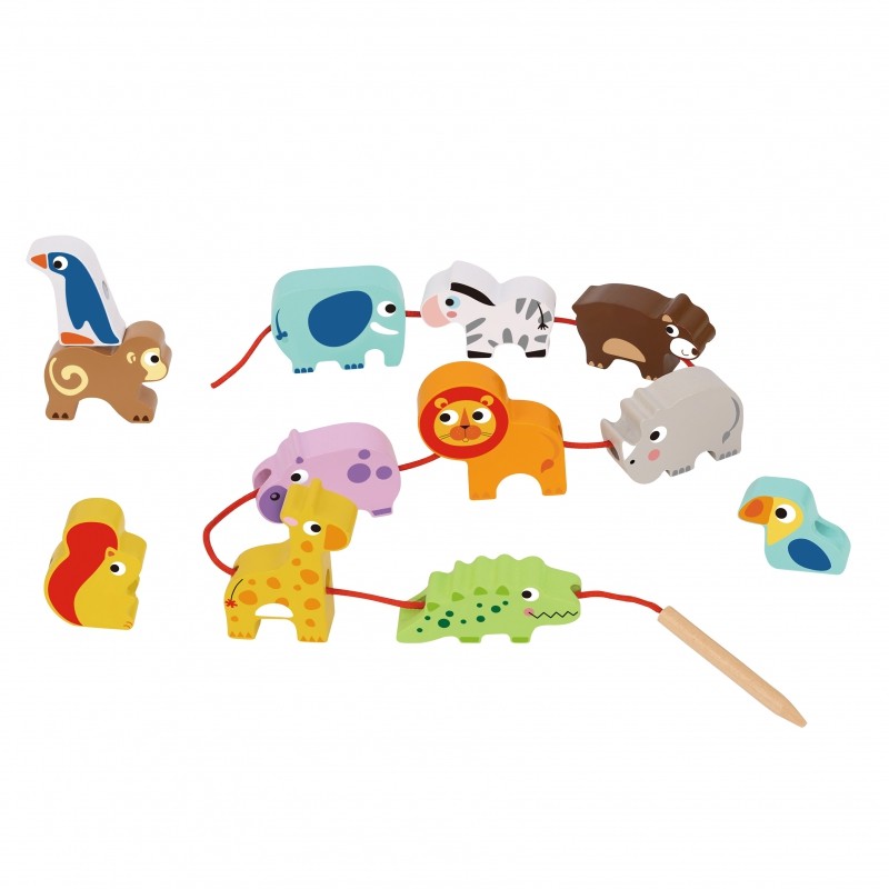 Safari Animal Wooden Threading Toy for Children