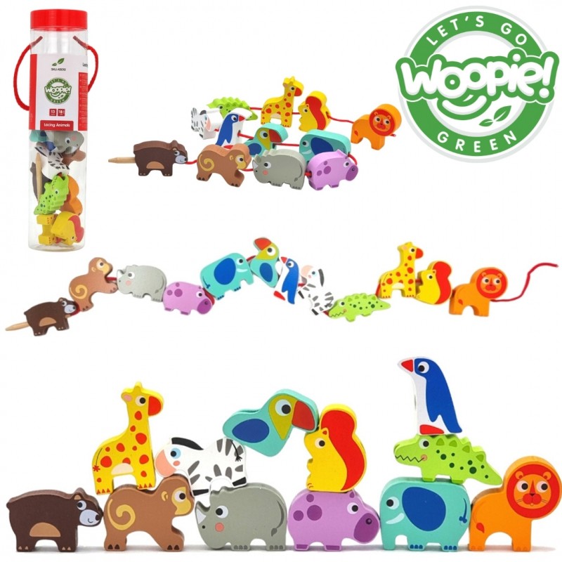 Safari Animal Wooden Threading Toy for Children