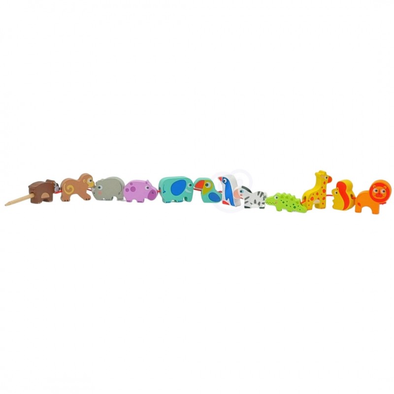 Safari Animal Wooden Threading Toy for Children