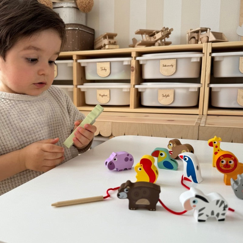Safari Animal Wooden Threading Toy for Children