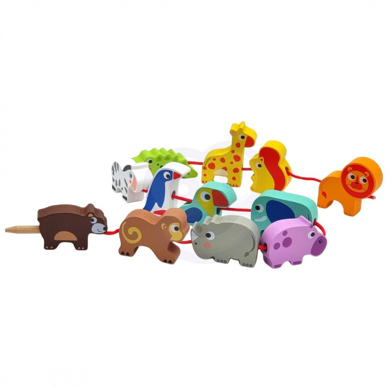 Safari Animal Wooden Threading Toy for Children