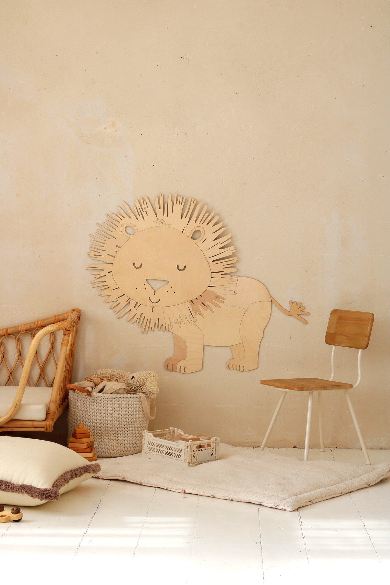 Safari Lion Wooden Wall Art Decoration