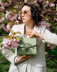 Handmade Leather Sugarcube Handbag - Sage Green