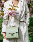 Handmade Leather Sugarcube Handbag - Sage Green