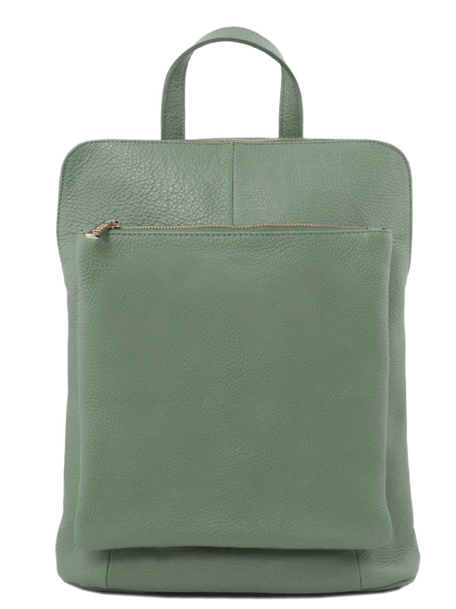 Sage Soft Pebbled Leather Pocket Backpack - Brix + Bailey