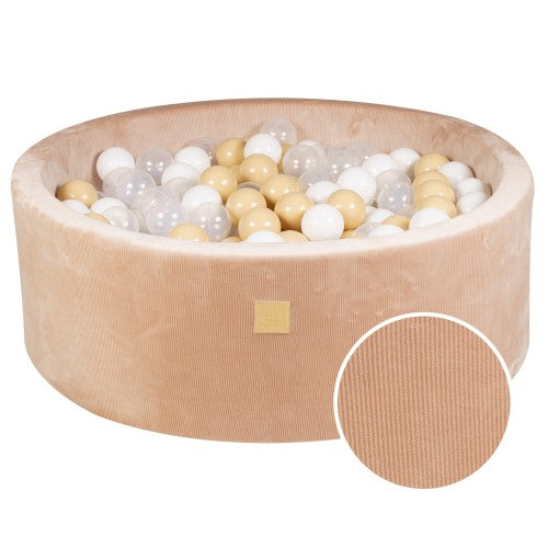 Round Velvet Ball Pit with 200 Sand and White Balls