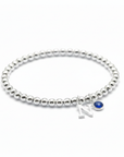 Initial & September Birthstone Bracelet | Personalised Stretch Bead Bracelet