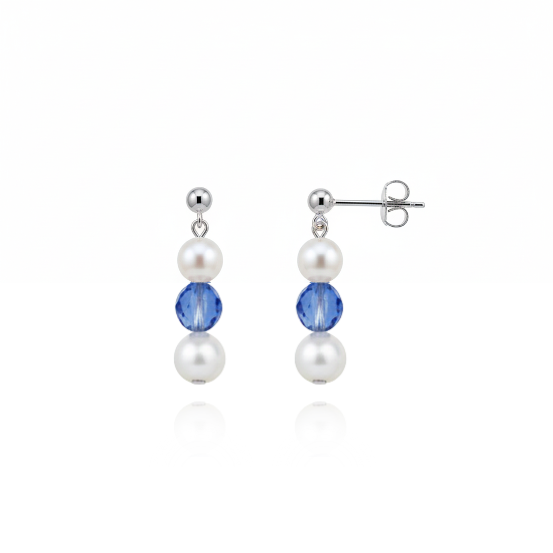 Sapphire &amp; Pearl September Birthstone Earrings
