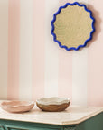 Saratoga Round Rattan Scalloped Tray - White