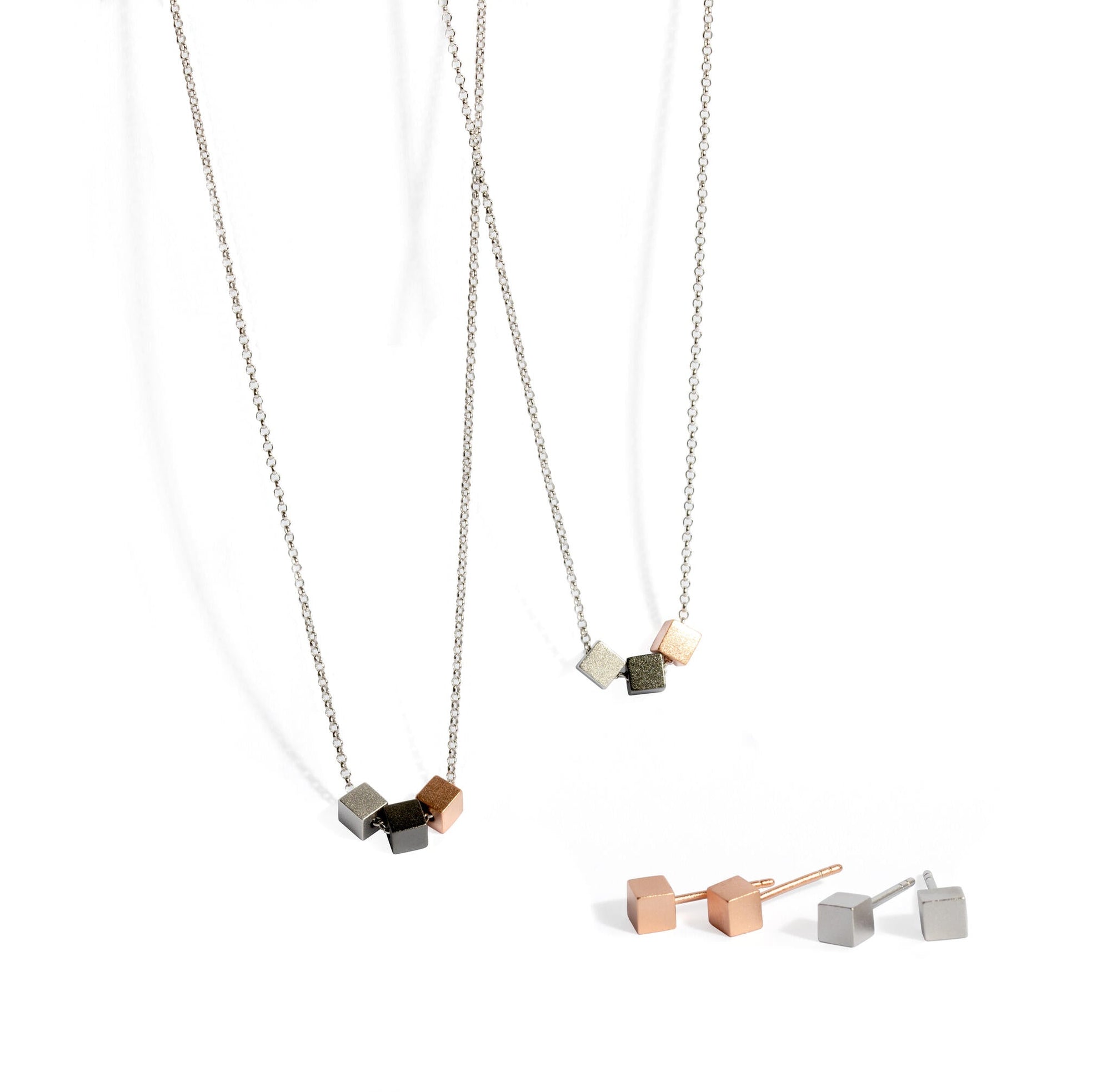 Airy Dots Earrings in Rose Gold Silver and Black