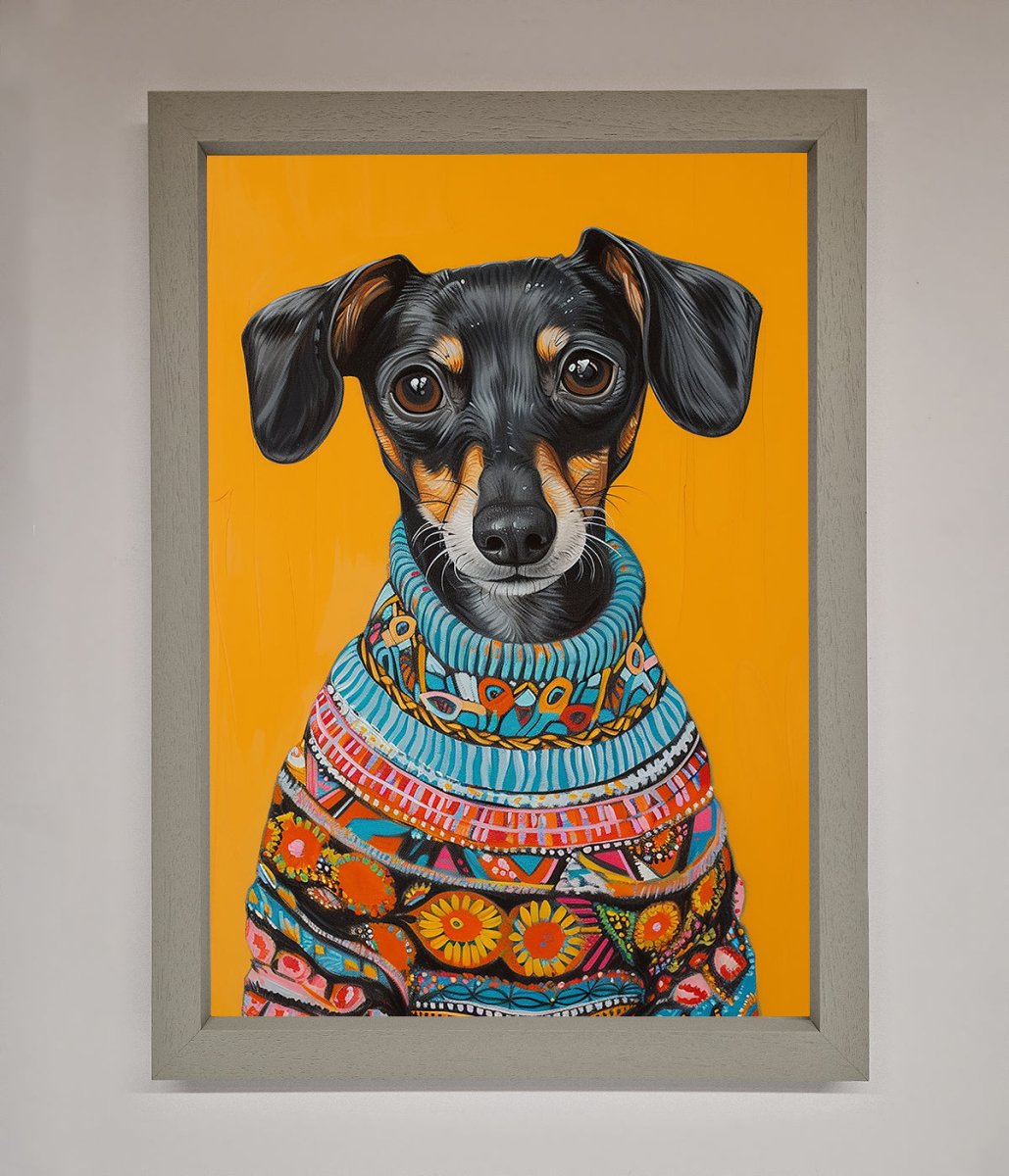 Sausage Dog in a Sweater Framed Print